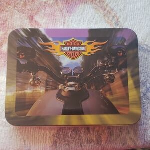 Harley Davidson metal box with playing cards